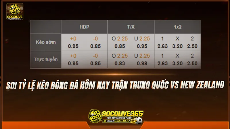 Soi tỷ lệ kèo bóng đá hôm nay trận Trung Quốc vs New Zealand